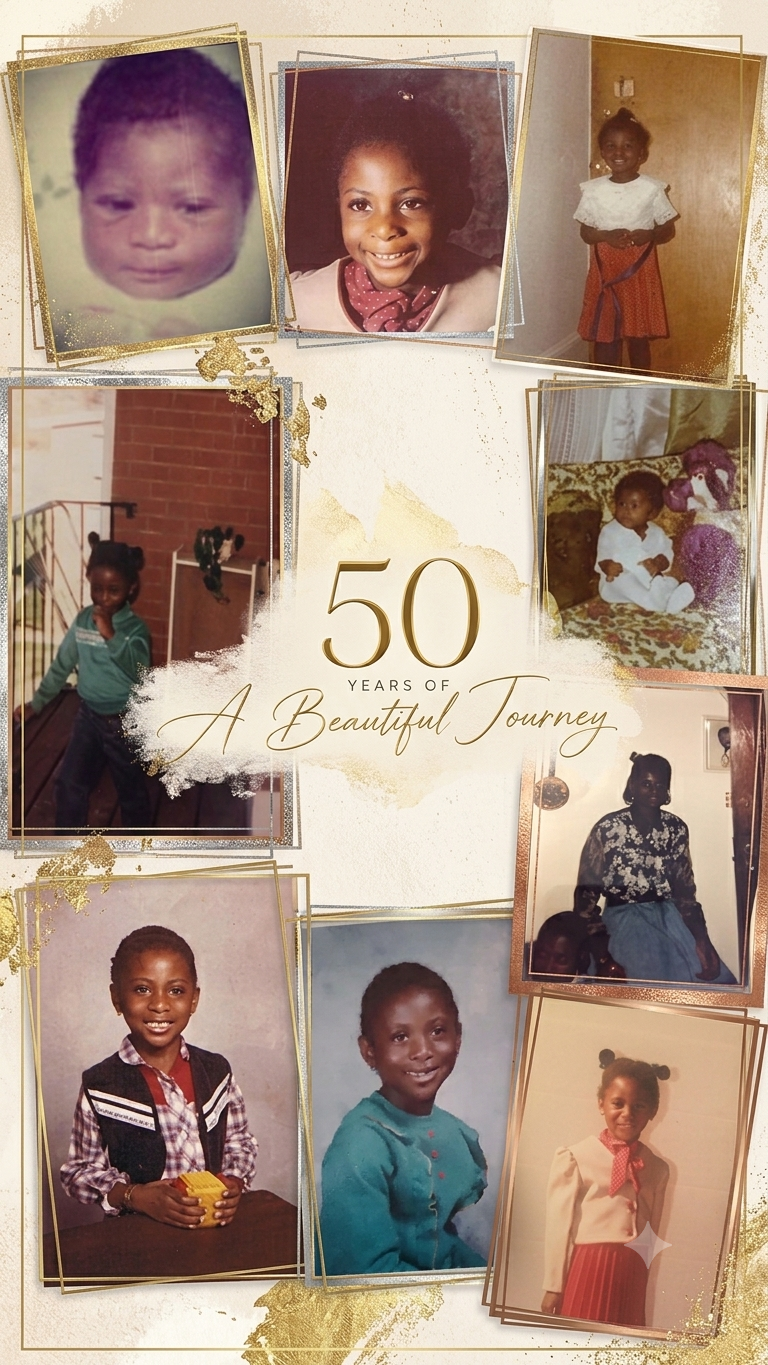 50 Years of A Beautiful Journey — collage of Haja through the years