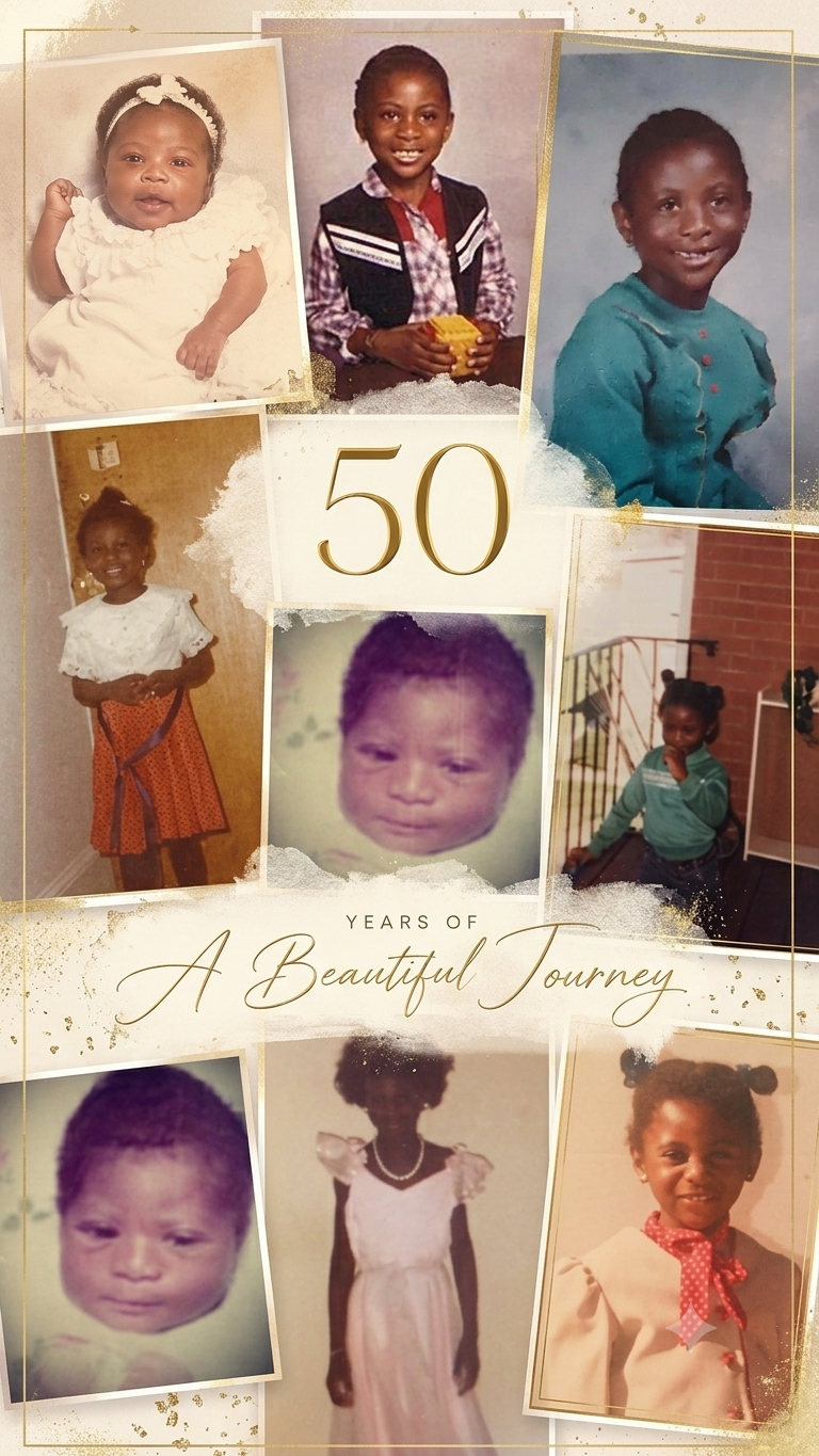 50 Years of A Beautiful Journey — collage of Haja through the years